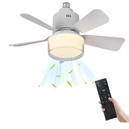 Takvifte med Belysning & Fjernkontroll - 3 Hastigheter & 3 Fargetemperaturer (3000-6500K) - Dimbar 400r/min Stille Vifte for Soverom & Stue...