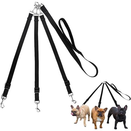 ING 3-i-1 Hundesnor, 21,6-31,4 tommer Justerbar, 360° Roterbar, Med Snorfordeler, Tre Aftagelige Remme, Nylonbånd, Sort