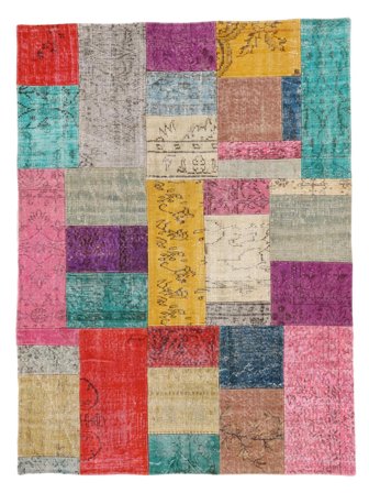 Tapis Patchwork 150X202 Rouge Foncé/Marron (Laine, Turquie)