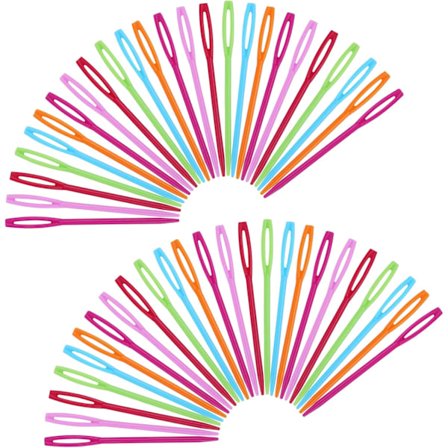 50 STK Plast Garnnåler 7 cm Fargerike Store Øye Synåler Plastnåler for Garn DIY Søm Håndlagde Håndverk