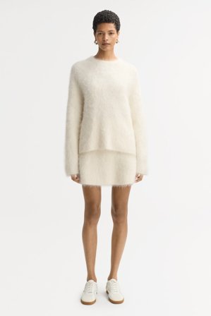 Soft Goat - Alpaca mini skirt - Cashmere skirt - XS - Feather White