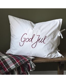 Örngott enf percale med god jul brodyr Vit - Classic Textiles
