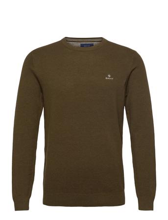 Cotton Pique C-Neck Neulepaita Pyöreä Kaula-aukko Vihreä GANT
