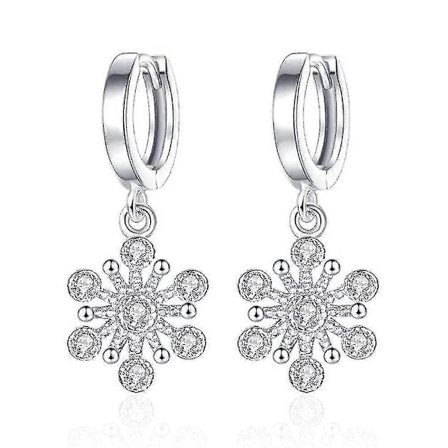 2 stk. Sølvbelægning Dame Smykker Mode Høj Kvalitet Retro Hul Snefnug Enkel Lang Mode