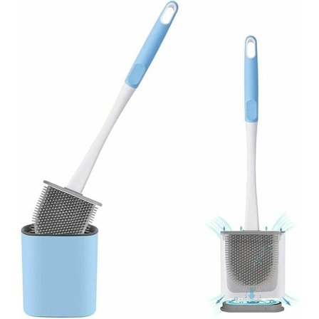 Blå toalettbørste, Silikon WC-børste med Silikon Toalett Wc Børste Børste Opphengt Wc for Bad og Toaletter (Blå)