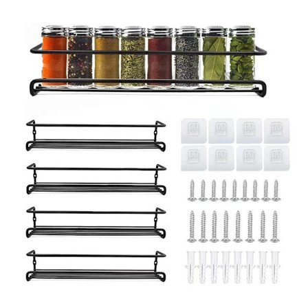 Metalliska Kryddhyllor, Set med 4 Kökskryddhyllor med Lim DXGHC