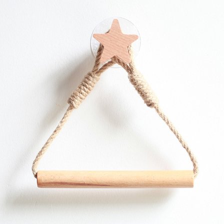 1 Selvklæbende Toiletpapirholder, Badeværelsespapirholder Toiletpapirholder Træreb Håndklædering Rustik (1 stk) Stjerner