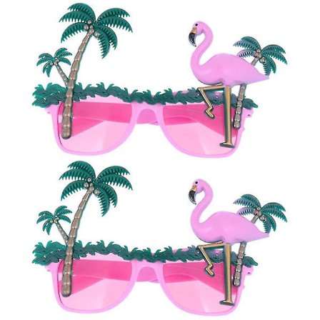 2 stk Hawaii solbriller Kreativ kokosnøtt tre Flamingo foto rekvisitter briller briller for strand Hawaii fest sommer (rosa) (FMY)