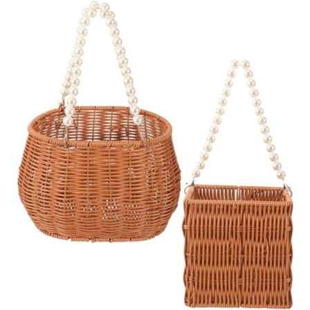 Förvaringskorgset i imitation av rotting, bärbar fruktkorg, handvävd korg för grönsaksaffär