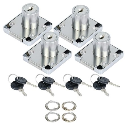 Set med 4 22mm Cylindriska Låskolvar i Zink-Legering, Lådor, Skåp, Skrivbord
