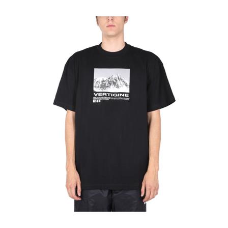 Msgm T-Shirt With Vertigo Print Sort, Herre T-shirts