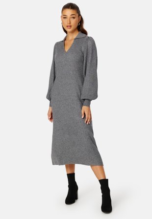 SELECTED Selene Knit Dress Medium Grey Melange Klær