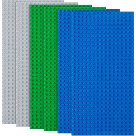 Klassiske baseplader, 6 stk byggeplade rektangulær, 16 x 32 cm byggeplade baseplade, baseplade kompatibel med alle større mærker