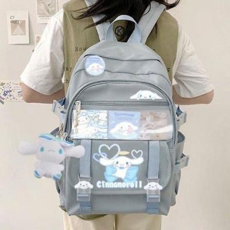 Ny Sanrio Kuromi Ryggsekk Skulderpose Pompompurin My Melody Studenter Skoleveske Stor Kapasitet Tegneserie Søt blue