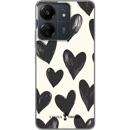Yhteensopiva Puhelinkuori Xiaomi Redmi 13C Cactus and Friends - Bold Black Love Pattern