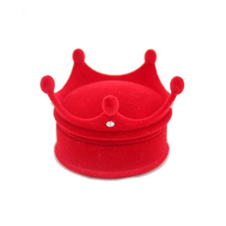 Crown Ring Smykkeskrin Smykker Organizer Oppbevaring RØD