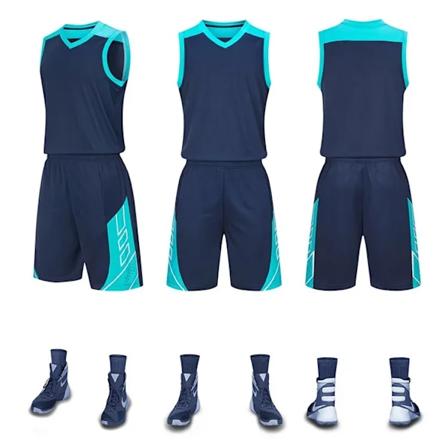 Basket Uniform Suit Voksne Børn Små Studerende Hold Konkurrence Træning Sport Bold Tøj Trykt Kvinders Basket Jerseys Sapphire Blue XXL