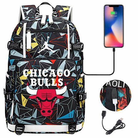 USB-studenter skolväska med stor kapacitet Bull-tryckt 6