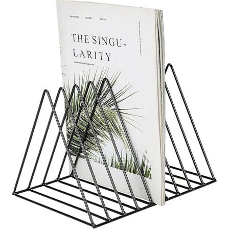 Kolmion muotoinen kansioteline ja lehtiteline, metallilehtiteline