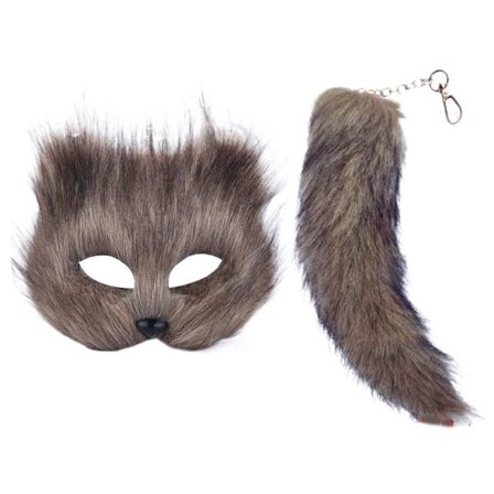 Tekokarva Ketun Hännän Kissat Mask Therian Mask ja Hännän Halloween Cosplays Party-WELLNGS