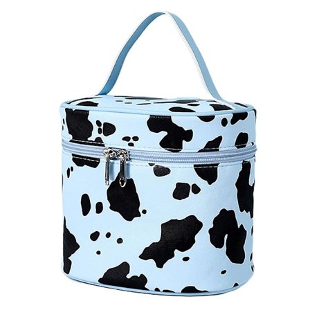 Ku mønster vanntett bærbar sminke høy bøtte kosmetisk veske, laget av PU