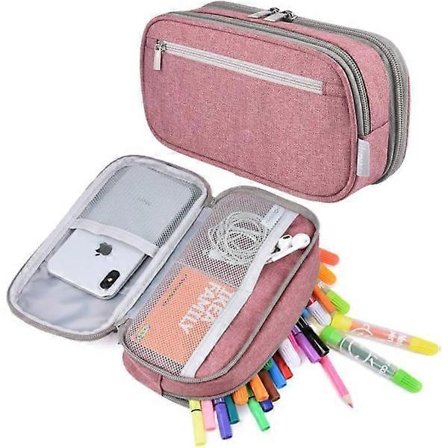 Stort penalhus med stor kapacitet, 3 rum, penalhus til drenge piger skoleartikler kontorartikler makeup taske