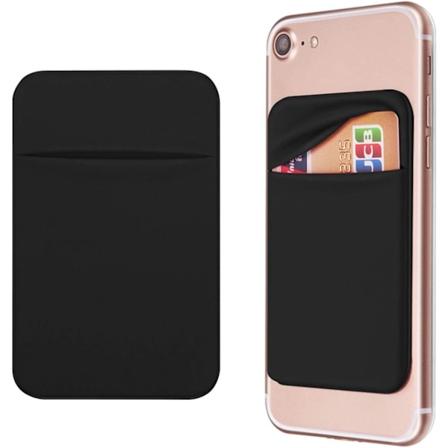 Mobiltelefonficka Självhäftande Korthållare Stick On Plånboksfodral med Lim RFID-kort ID-kreditkort Bankkort Hållare för iPhone Android 2-pack Black