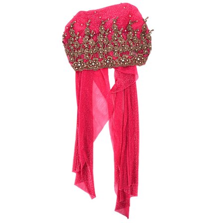 Turban Fashion Unik Kvinde Indtrækkelig Retro Perle Bandage Muslimsk Langt Tørklæde Hat Vandmelon Rød