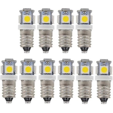 10 stk. E10 12v Cool White Led Pærer 5smd 0.5w 50lm Lampe Cool White