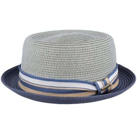 Stetson - Pork Pie Toyo Olive/Navy Straw Hat Porkpie Blue Hat - @ Hatstore