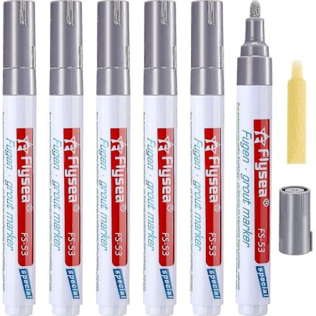 6 Flis Fugemasse Penn Vegg Fugemasse Restaureringsreparasjonsmarkør Fugemasse Fylle Penn for Baderomsgulv Veggflis Restaurering (lys grå)-WELLNGS