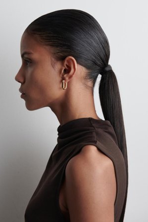 COS Women's Oval Hoop Earrings in Bronze