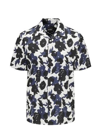 Onstrev Reg Ctn Lin Aop Ss Shirt Noos Navy ONLY & SONS