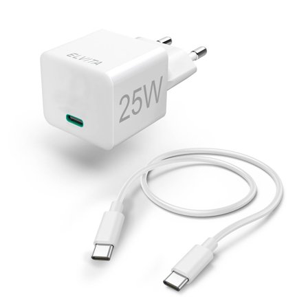 Elvita - Lader Mini-Charger Kit USB-C, 25 W PD - White Hvit