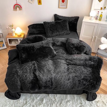 Lyx Ultra Soft Shaggy Crystal Velvet Sängkläder Set 3 delar