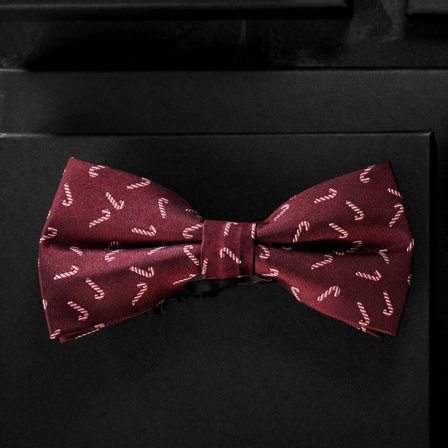 Burgundy Christmas Candy Cane Pre-Tied Bow Tie for Men - Pre-tied bow ties