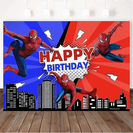 7X5FT Spiderman Fotobakgrund Baby Pojkar Grattis på Födelsedagen Party Dekorationer Bakgrund för Superhjälte Tårtsmash Tillbehör Fotobås Rekvisita (