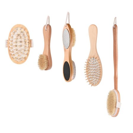 Lyxigt träbadborstset: Exfoliera & skäm bort huden