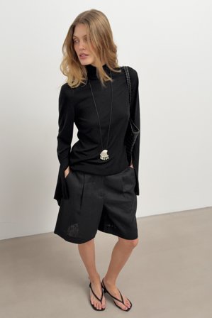 NA-KD Tailored Linen Shorts - Tøj i linen - Sort - EU 32