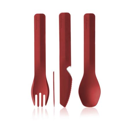 Humangear Cutlery Set Gobites Trio eating utensils Red OneSize