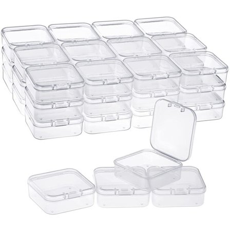 40 stk gjennomsiktige plastperle oppbevaringsbokser med hengslet lokk for små gjenstander, diamanter, perler (2,2 x 2,2 x 0,79 tommer)