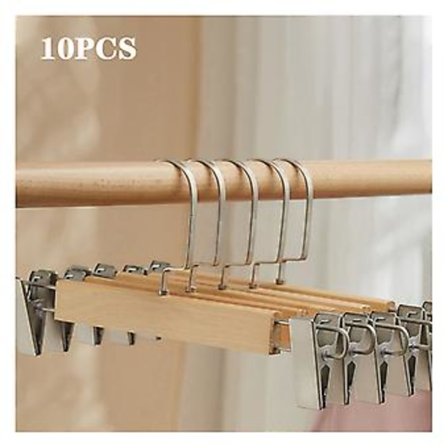 Høj kvalitet Solid Træ Bukser Stativ Voksen Træ Bukser Klips Bukser Bøjler Skørt Klips (Bukser Stativ 10 stk Træ Farve)