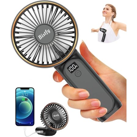 Kädessä pidettävä tuuletin, kannettava käsituuletin USB 5200mAh ladattava kokoontaitettava pöytätuuletin, erittäin hiljainen 6-nopeuksinen LED USB C -