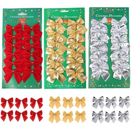 36 stk. Julebåndssløjfer Ornamenter Mini Sløjfe Julepynt
