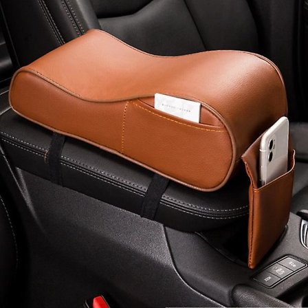 Bil Senterkonsoll Armlene Pad Kjøretøy Sentralt Armlene Boks Mykt Memory Foam Pu Lær Med Oppbevaringslommer Setepute|armlener|