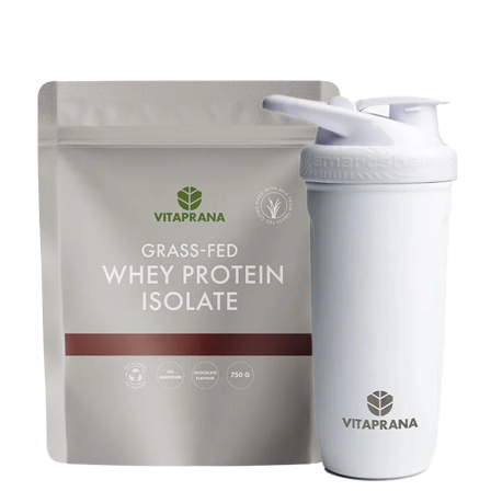 Vitaprana Grass-Fed Whey Protein Isolate 750 g + Stainless Steel Shaker White