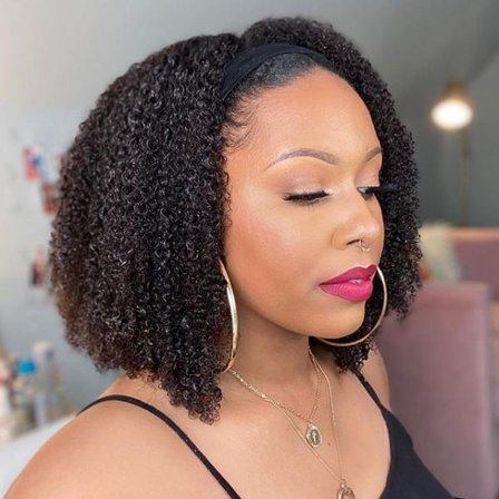 TG Kvinders Paryk Afrikansk Pandebånd Sort Lille Krøllet Hår Sport Afro W103