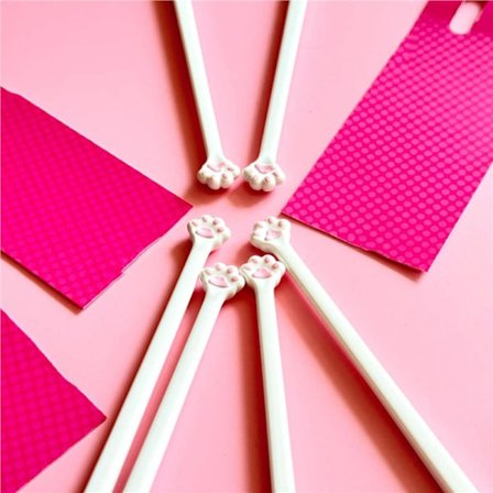 3 par kattepote spisepinner - Søte Macaron kattepote spisepinner, Nye spisepinneklemmer med kattetema