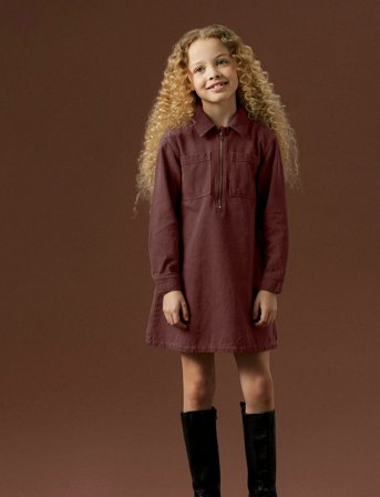 name it Nkfmira Overdyed Dnm Dress 4042-Za K - Brown - 134