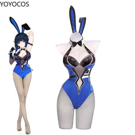 Yelan Bunny Cosplay Kostymer Genshin Impact Cosplay Anime Halloween Spel Flickor Gåvor Blue M